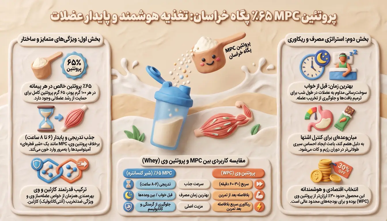 مزایای مصرف پروتئین شیر کنسانتره خراسان 1.5 کیلویی-پروتئین MPC پگاه خراسان-مکمل پگاه-پارسی بادی