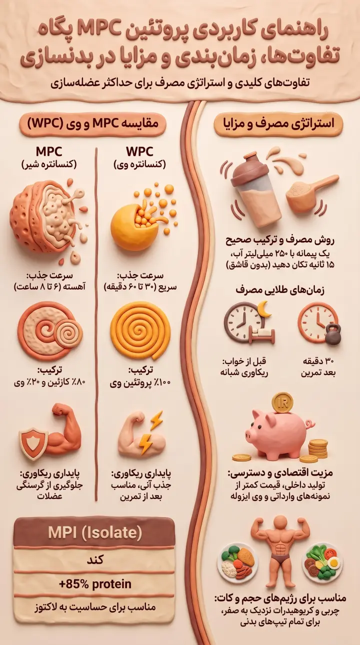 راهنمای پروتئین MPC پگاه تهران 2.5 کیلویی