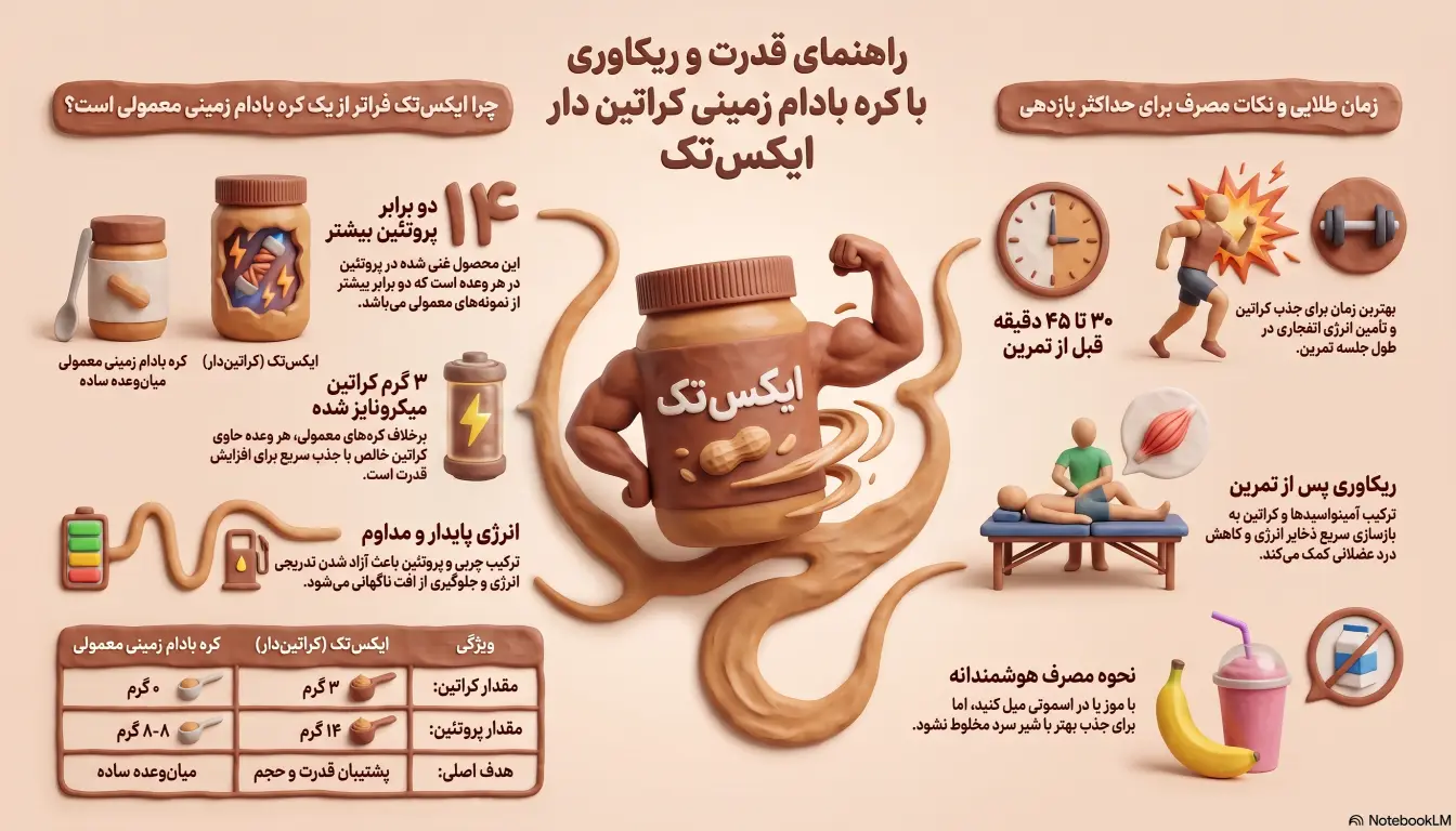 مزایای مصرف کره بادام زمینی با کراتین برای ورزشکاران-کره بادام زمینی با کراتین ایکس تک-پارسی بادی
