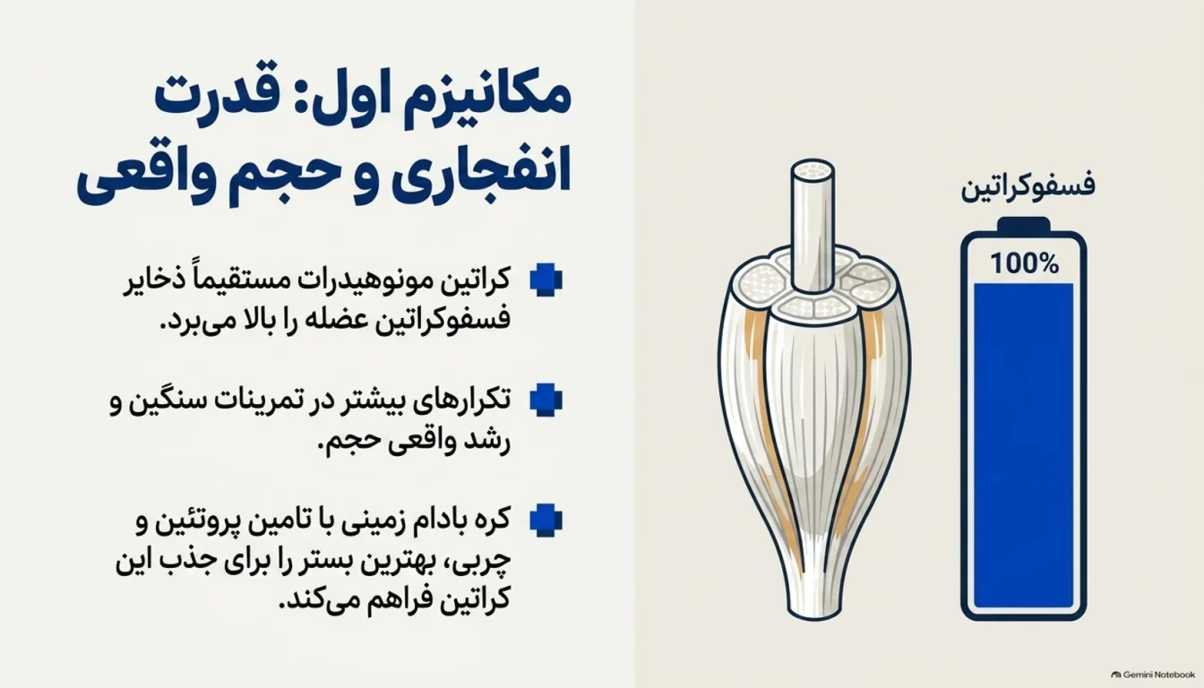 افزایش قدرت و حجم عضلانی با کره بادام زمینی-کره بادام زمینی-فواید کره بادام زمینی با کراتین ایکس تک-پارسی بادی